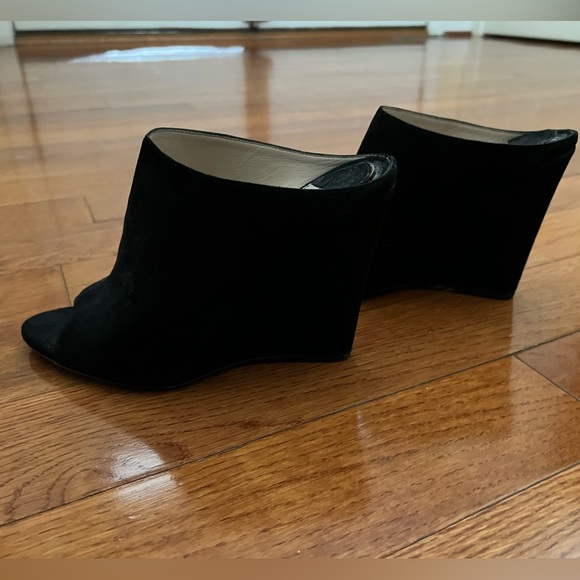 Prada Suede Open-Toe Wedge Bootie Heels - Picture 6 of 10